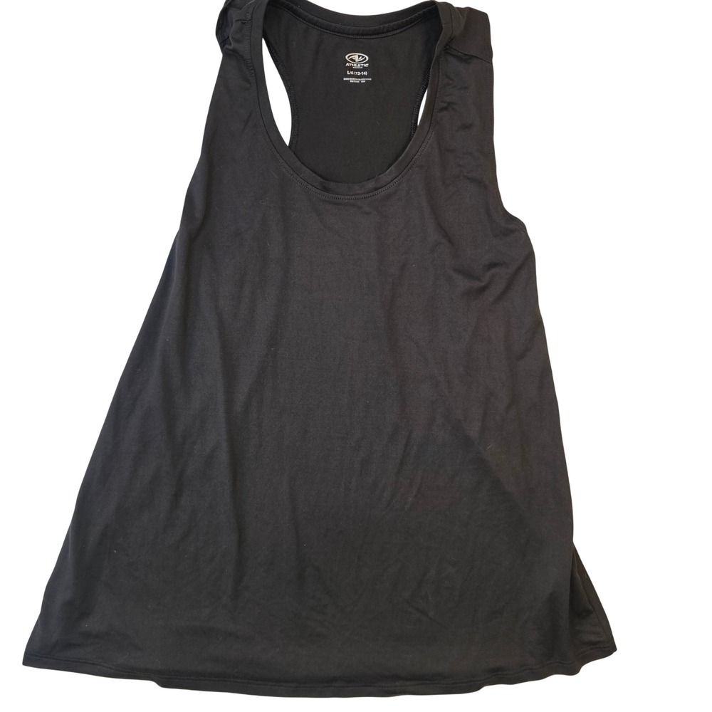 Athletic Works Girls Black Racerback Tank Top Size L 12-14 Activewear Shirt